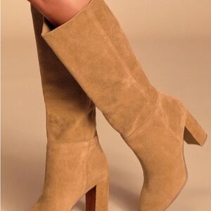 Chinese Laundry Krafty Tan Heeled Boots Faux Suede